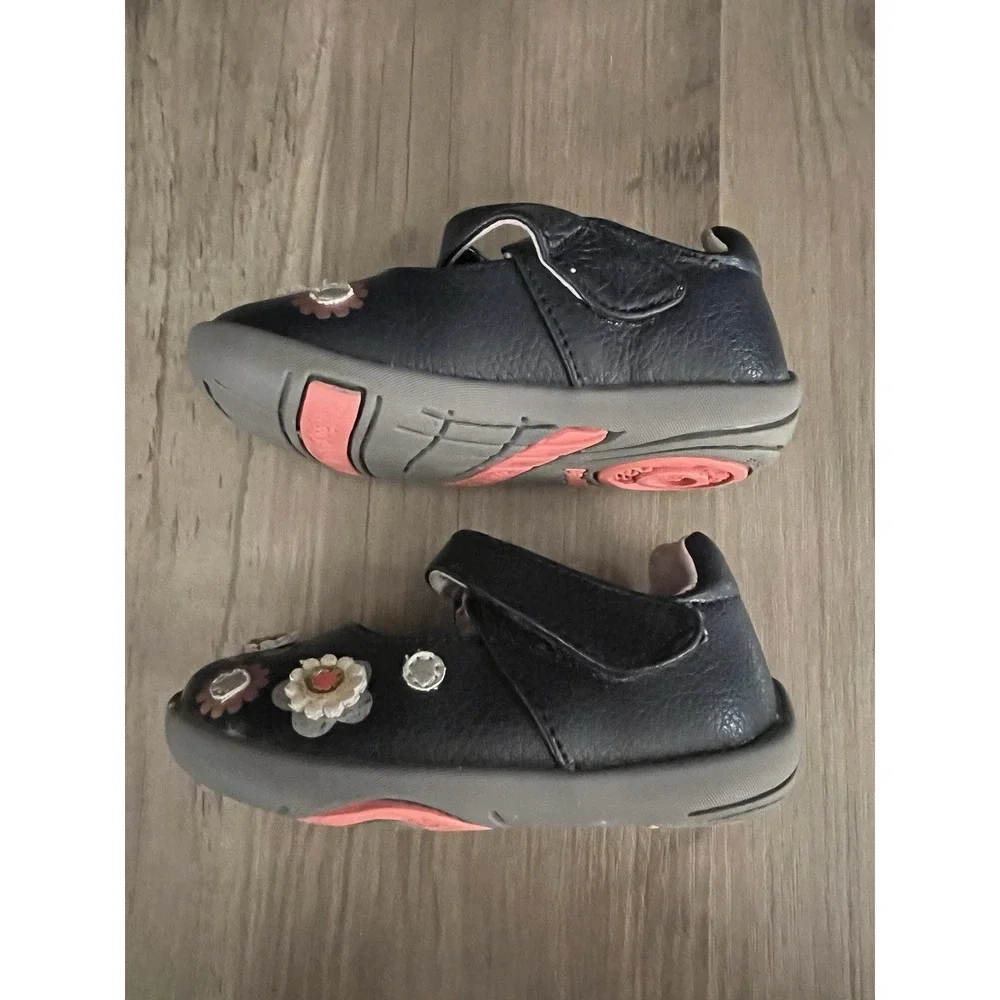 Pediped Toddler Girls Grip n Go Flora Shoes Navy Blue Leather Sz 4/4.5 w/Box VGC